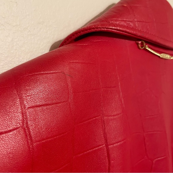 St. John Sport by Marie Gray Red Leather Jacket, Sz M - Picture 10 of 15